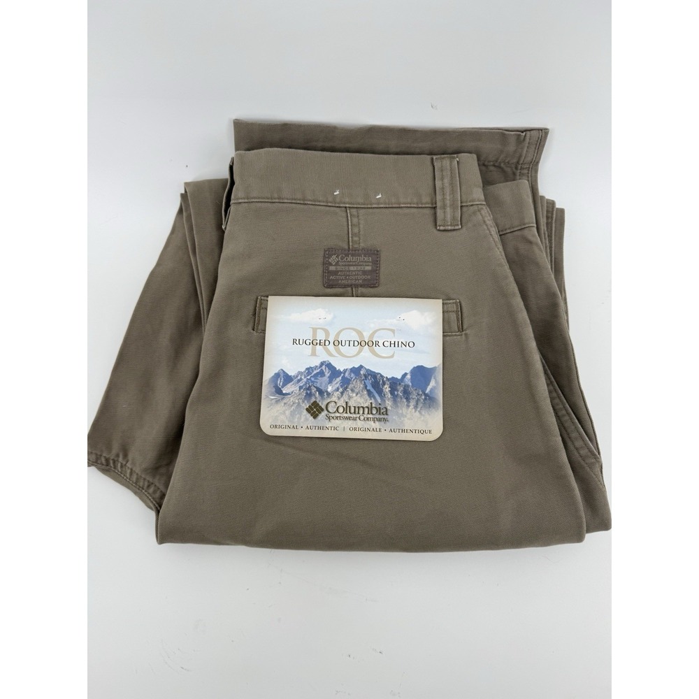 Columbia Rugged Outdoor Cotton Chino Pants Mens Sz 34 Khaki Tan‎ Hiking NEW